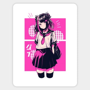 Kawaii Anime School Girl Sticker